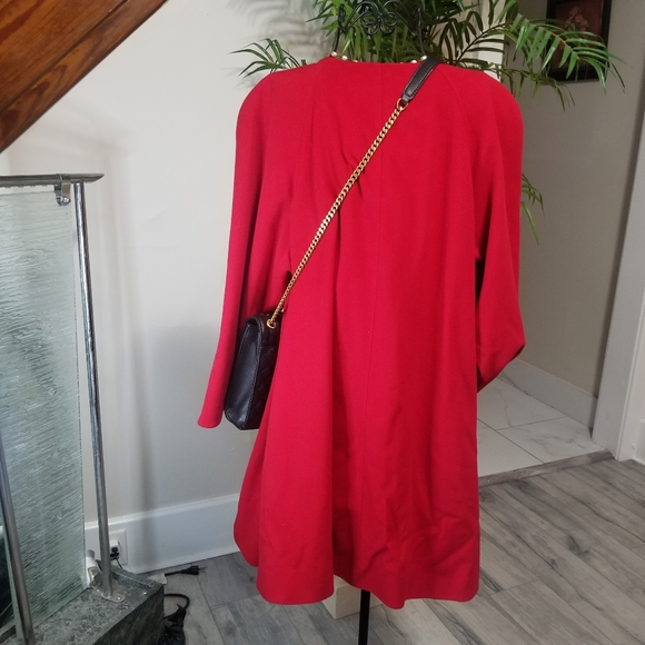 Vintage Burberry Red Wool/Alpaca Pea Coat. Size: Large. - Picture 3 of 10